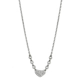 Alamode Rhodium Brass Necklace with AAA Grade CZ in Clear - Alamode - Flyclothing LLC