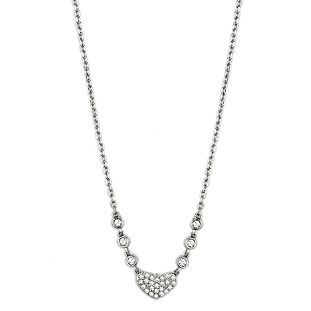 Alamode Rhodium Brass Necklace with AAA Grade CZ in Clear - Alamode