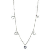 Alamode Rhodium Brass Necklace with AAA Grade CZ in Montana - Alamode