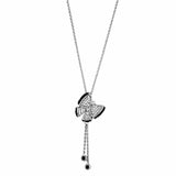 Alamode Rhodium + Ruthenium Brass Necklace with AAA Grade CZ in Black Diamond - Alamode