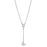 Alamode Rhodium Brass Necklace with AAA Grade CZ in Clear - Alamode - Flyclothing LLC