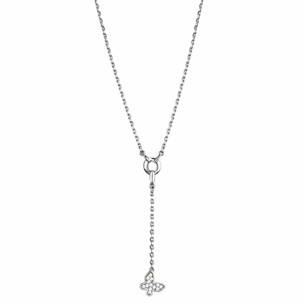 Alamode Rhodium Brass Necklace with AAA Grade CZ in Clear - Alamode