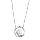 Alamode Rhodium Brass Necklace with Synthetic Pearl in White - Alamode - Flyclothing LLC