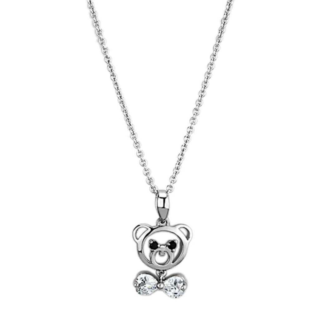 Alamode Rhodium Brass Necklace with AAA Grade CZ in Clear - Alamode