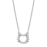Alamode Rhodium Brass Necklace with AAA Grade CZ in Clear - Alamode