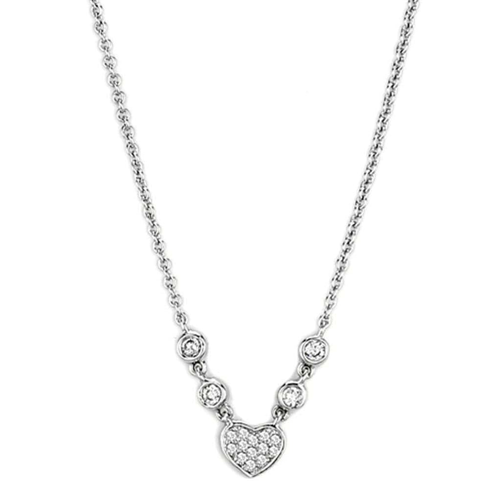 Alamode Rhodium Brass Necklace with AAA Grade CZ in Clear - Alamode