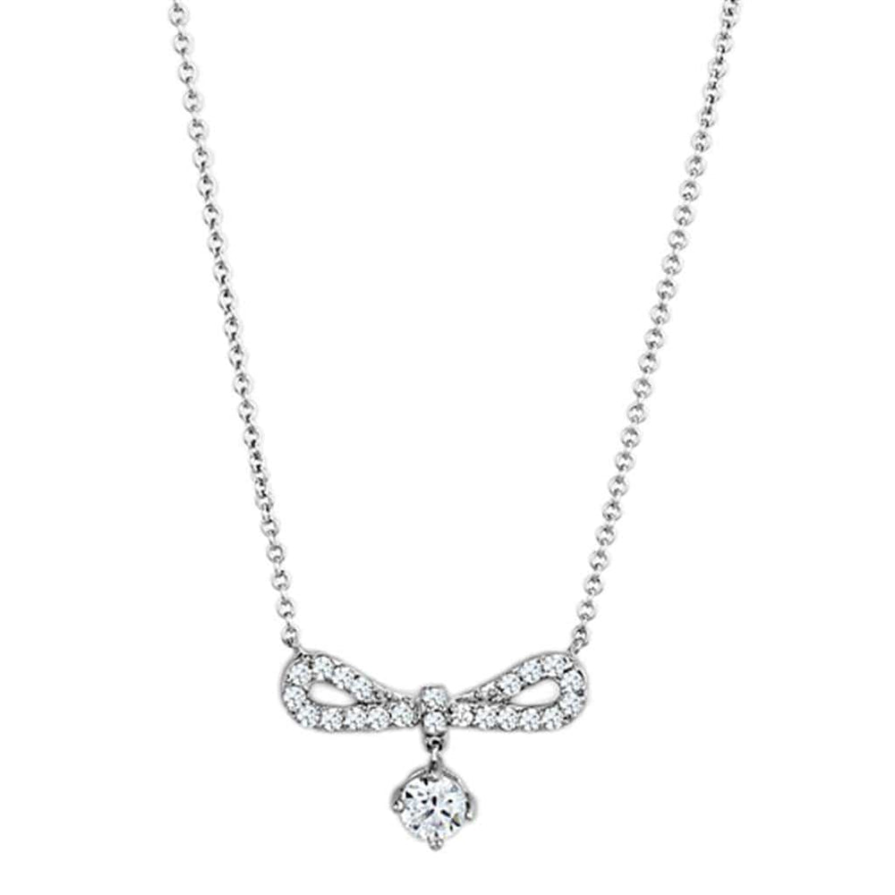 Alamode Rhodium Brass Necklace with AAA Grade CZ in Clear - Alamode