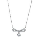 Alamode Rhodium Brass Necklace with AAA Grade CZ in Clear - Alamode