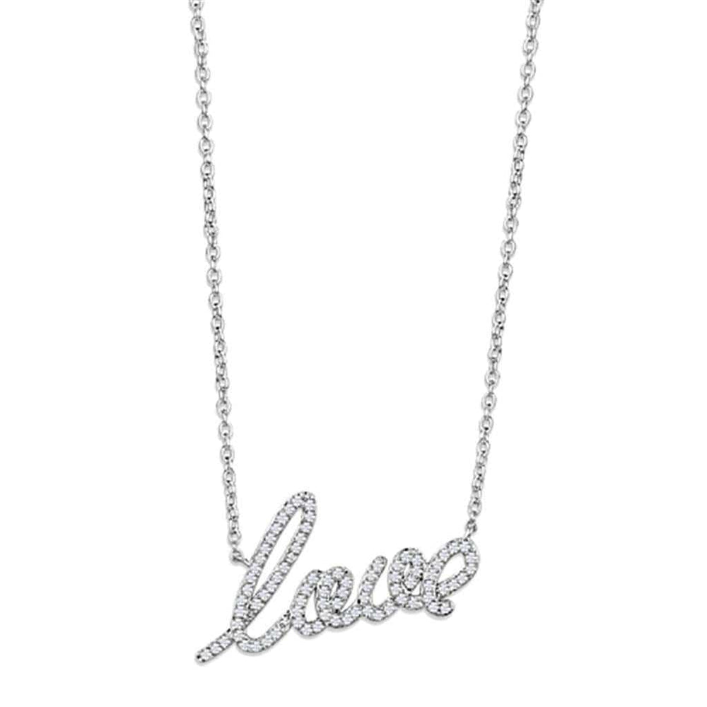 Alamode Rhodium Brass Necklace with AAA Grade CZ in Clear - Alamode