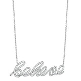 Alamode Rhodium Brass Necklace with AAA Grade CZ in Clear - Alamode - Flyclothing LLC