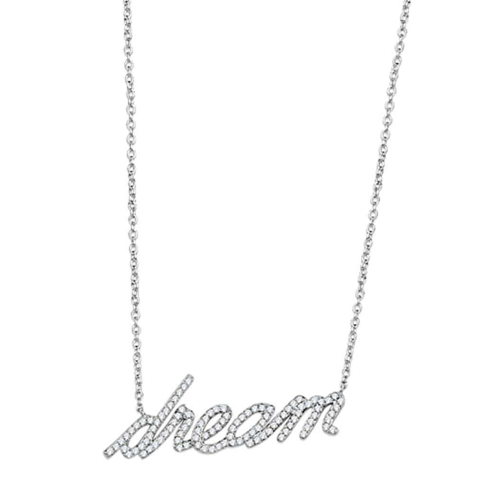 Alamode Rhodium Brass Necklace with AAA Grade CZ in Clear - Alamode