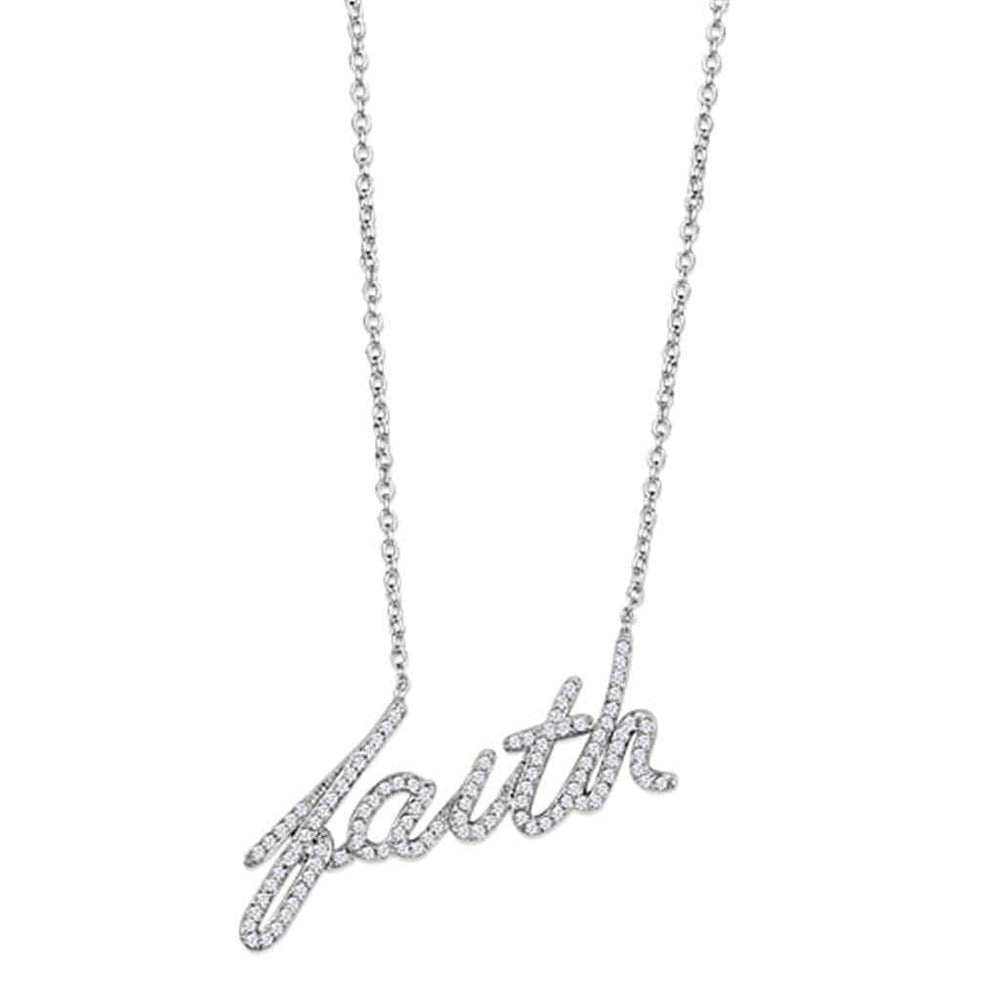 Alamode Rhodium Brass Necklace with AAA Grade CZ in Clear - Alamode