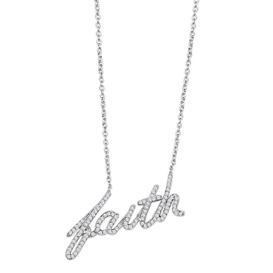 Alamode Rhodium Brass Necklace with AAA Grade CZ in Clear - Alamode - Flyclothing LLC