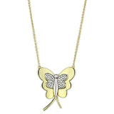 Alamode Gold+Rhodium Brass Necklace with AAA Grade CZ in Clear - Alamode