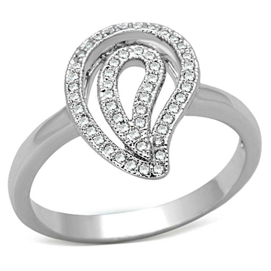 Alamode Rhodium Brass Ring with AAA Grade CZ in Clear - Alamode - Flyclothing LLC