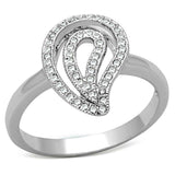 Alamode Rhodium Brass Ring with AAA Grade CZ in Clear - Alamode - Flyclothing LLC