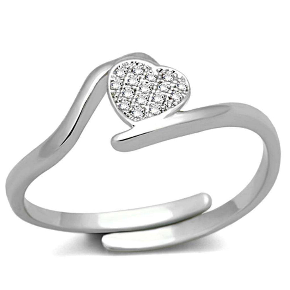 Alamode Rhodium Brass Ring with AAA Grade CZ in Clear - Alamode - Flyclothing LLC