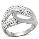 Alamode Rhodium Brass Ring with Top Grade Crystal in Clear - Alamode - Flyclothing LLC