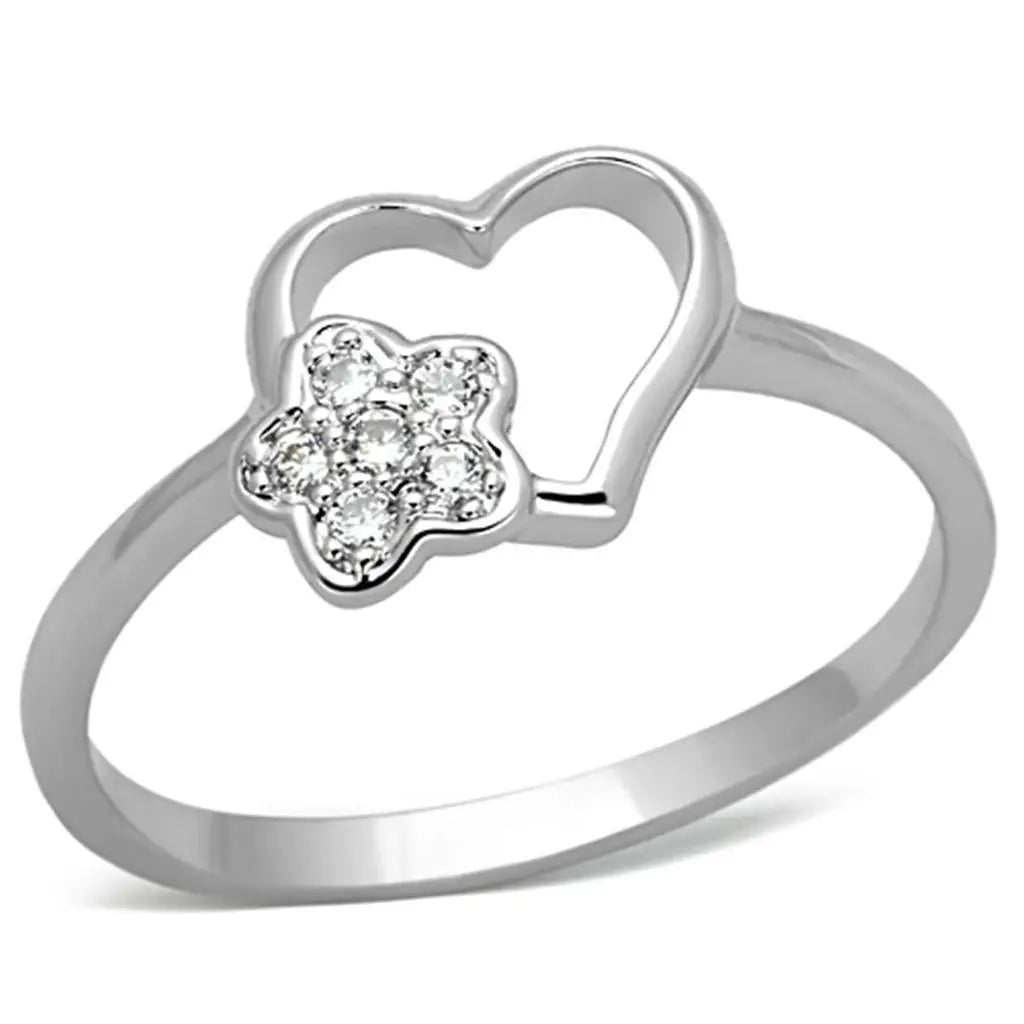 Alamode Rhodium Brass Ring with AAA Grade CZ in Clear - Alamode - Flyclothing LLC