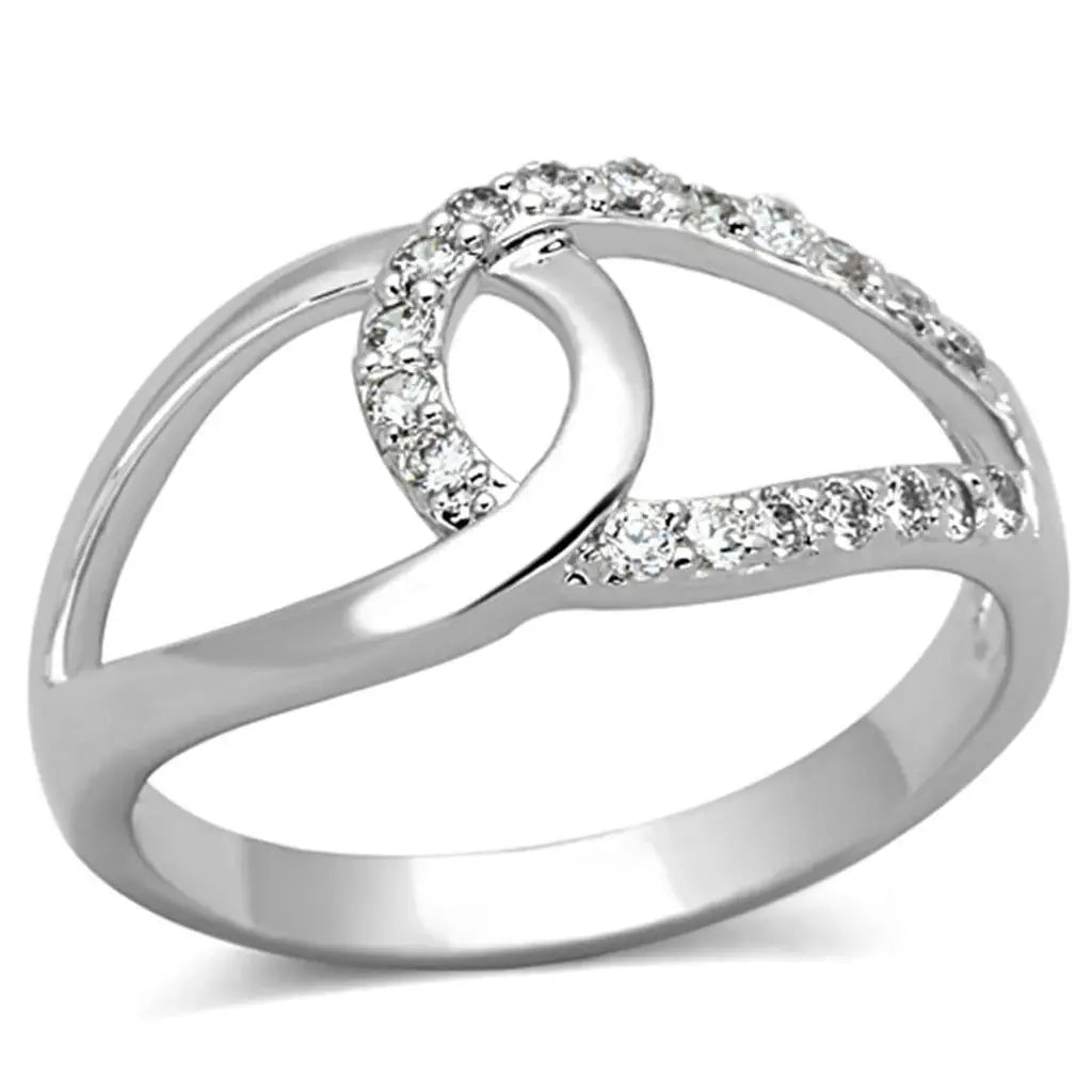 Alamode Rhodium Brass Ring with AAA Grade CZ in Clear - Alamode - Flyclothing LLC