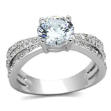 Alamode Rhodium Brass Ring with AAA Grade CZ in Clear - Alamode