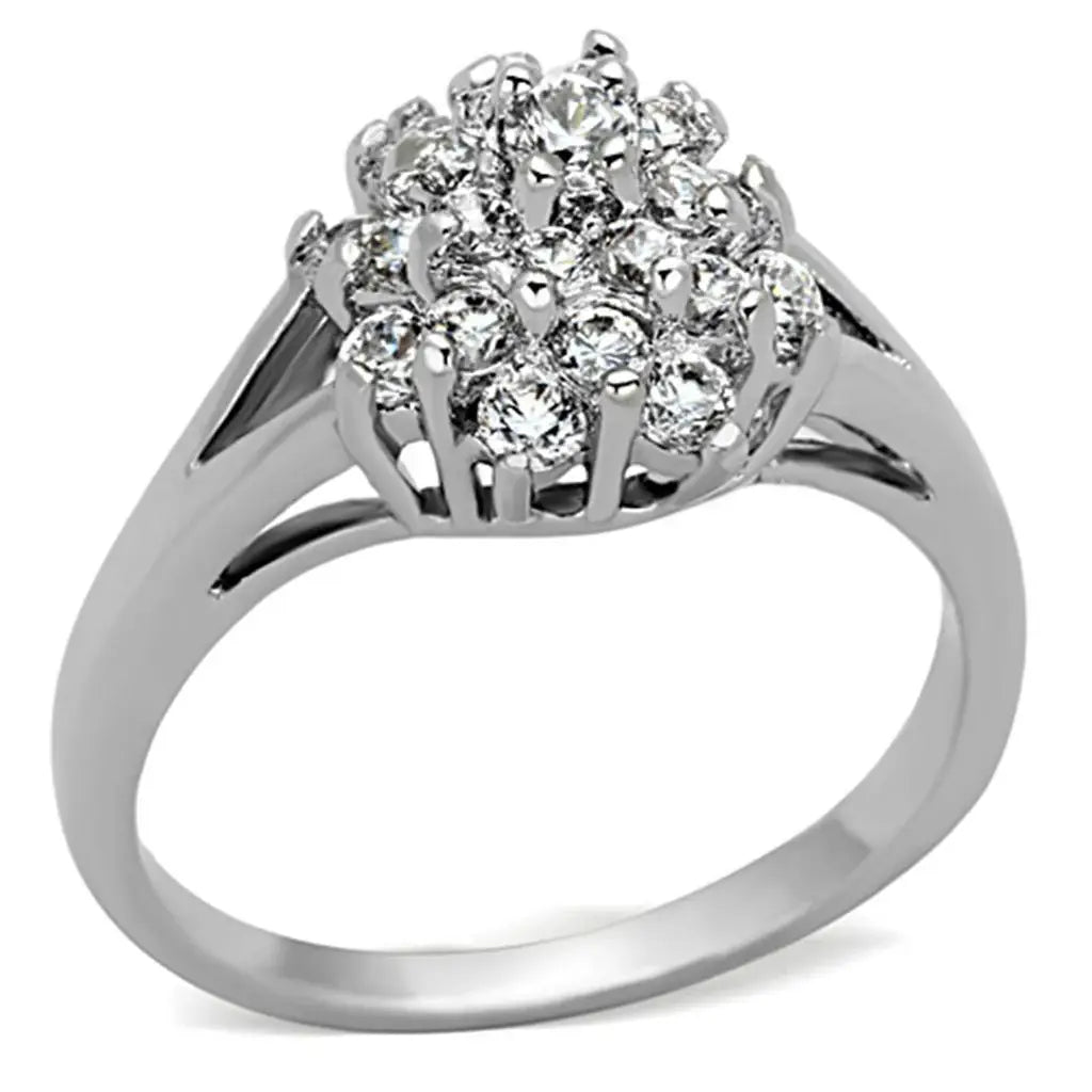 Alamode Rhodium Brass Ring with AAA Grade CZ in Clear - Alamode - Flyclothing LLC