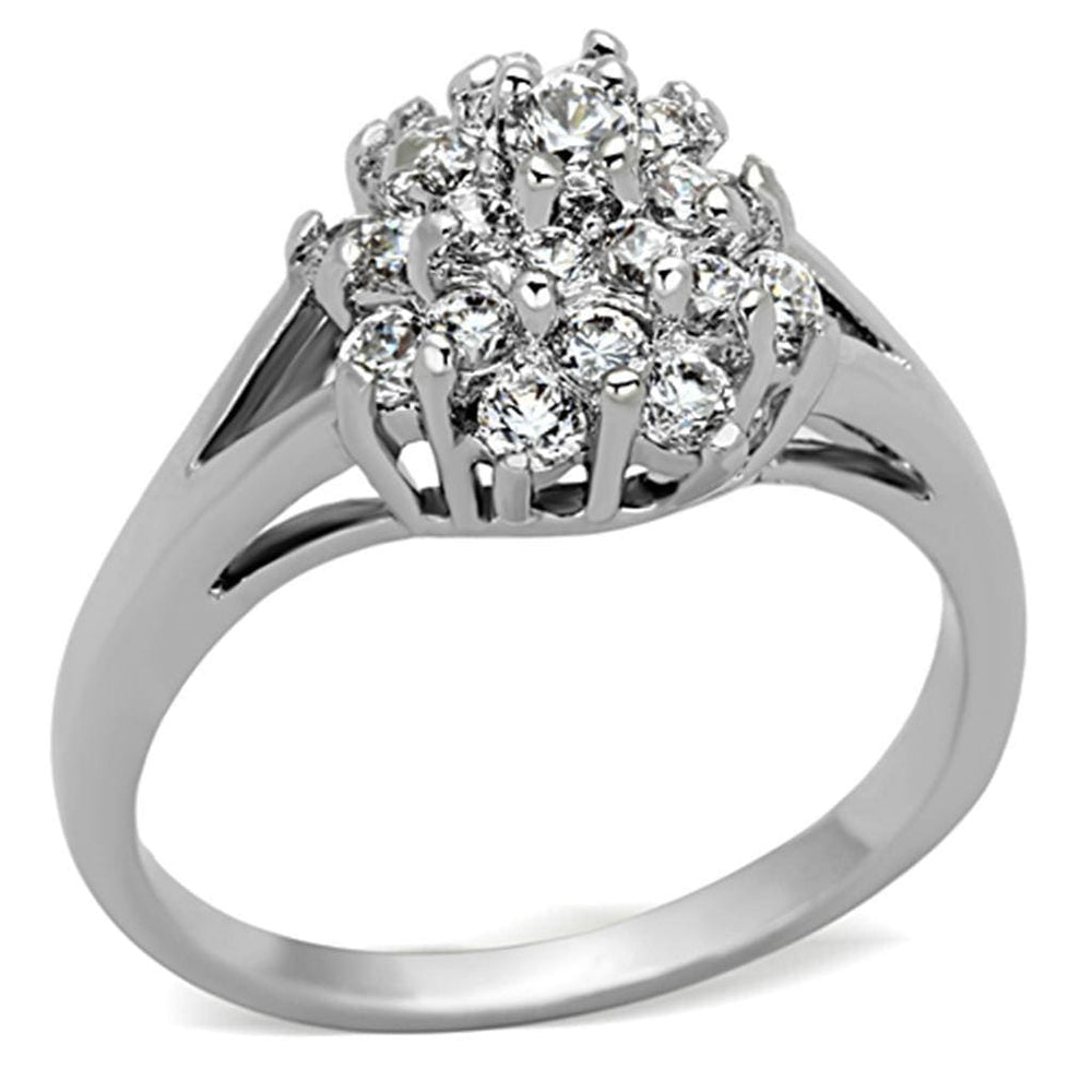 Alamode Rhodium Brass Ring with AAA Grade CZ in Clear - Alamode