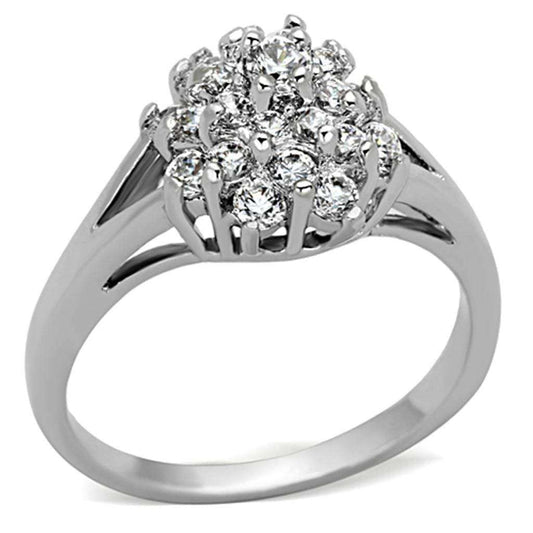 Alamode Rhodium Brass Ring with AAA Grade CZ in Clear - Alamode - Flyclothing LLC