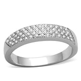 Alamode Rhodium Brass Ring with AAA Grade CZ in Clear - Alamode