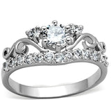 Alamode Rhodium Brass Ring with Top Grade Crystal in Clear - Alamode - Flyclothing LLC