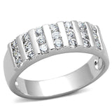 Alamode Rhodium Brass Ring with AAA Grade CZ in Clear - Alamode