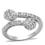 Alamode Rhodium Brass Ring with AAA Grade CZ in Clear - Alamode - Flyclothing LLC