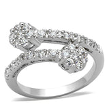 Alamode Rhodium Brass Ring with AAA Grade CZ in Clear - Alamode