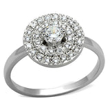 Alamode Rhodium Brass Ring with AAA Grade CZ in Clear - Alamode