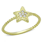 Alamode Gold Brass Ring with AAA Grade CZ in Clear - Alamode