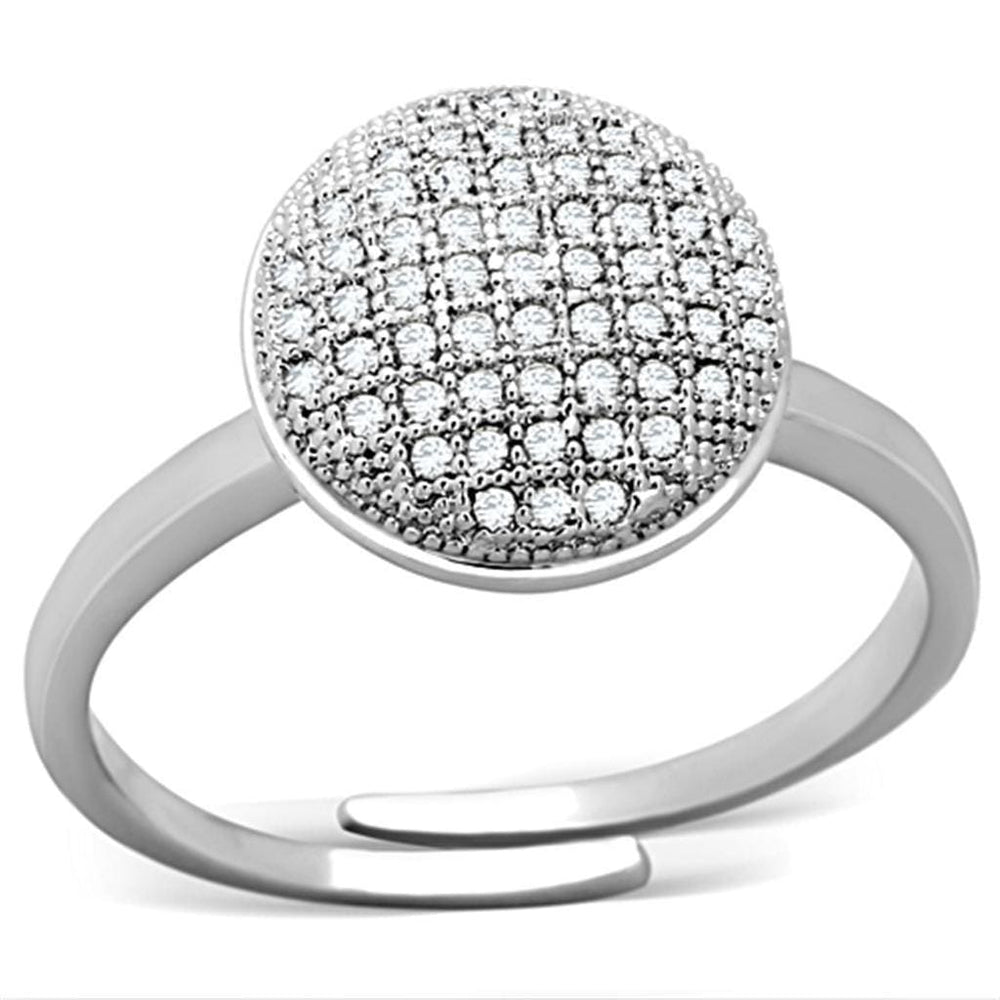 Alamode Rhodium Brass Ring with AAA Grade CZ in Clear - Alamode