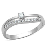 Alamode Rhodium Brass Ring with AAA Grade CZ in Clear - Alamode