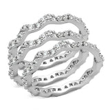 Alamode Rhodium Brass Ring with AAA Grade CZ in Clear - Alamode
