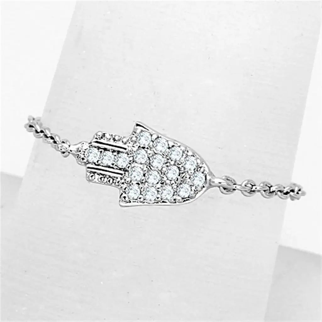 Alamode Rhodium Brass Ring with AAA Grade CZ in Clear - Alamode - Flyclothing LLC