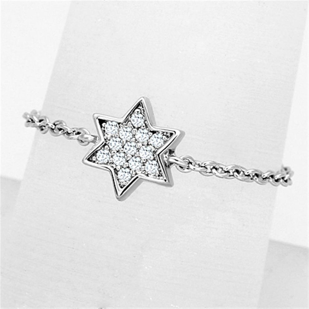 Alamode Rhodium Brass Ring with AAA Grade CZ in Clear - Alamode