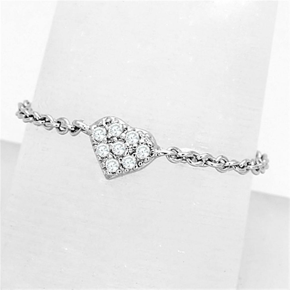 Alamode Rhodium Brass Ring with AAA Grade CZ in Clear - Alamode