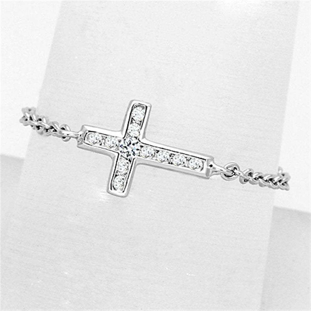 Alamode Rhodium Brass Ring with AAA Grade CZ in Clear - Alamode