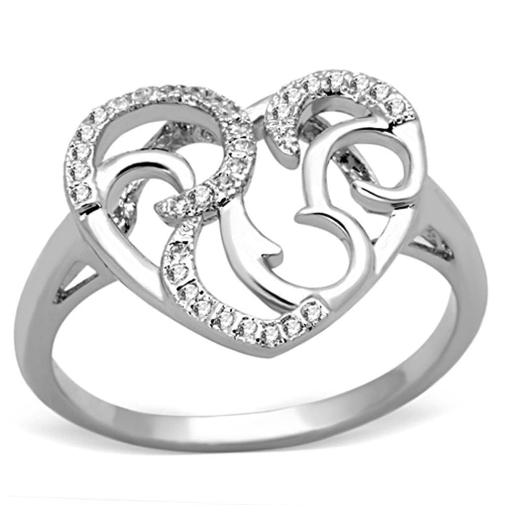 Alamode Rhodium Brass Ring with AAA Grade CZ in Clear - Alamode