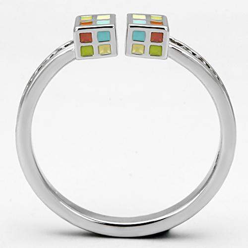 Alamode Rhodium Brass Ring with AAA Grade CZ in Clear - Alamode - Flyclothing LLC