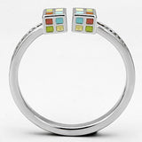Alamode Rhodium Brass Ring with AAA Grade CZ in Clear - Alamode
