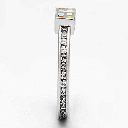 Alamode Rhodium Brass Ring with AAA Grade CZ in Clear - Alamode - Flyclothing LLC