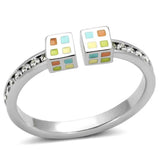 Alamode Rhodium Brass Ring with AAA Grade CZ in Clear - Alamode