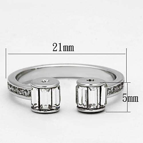 Alamode Rhodium Brass Ring with Top Grade Crystal in Clear - Alamode - Flyclothing LLC