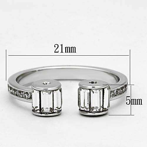 Alamode Rhodium Brass Ring with Top Grade Crystal in Clear - Alamode - Flyclothing LLC