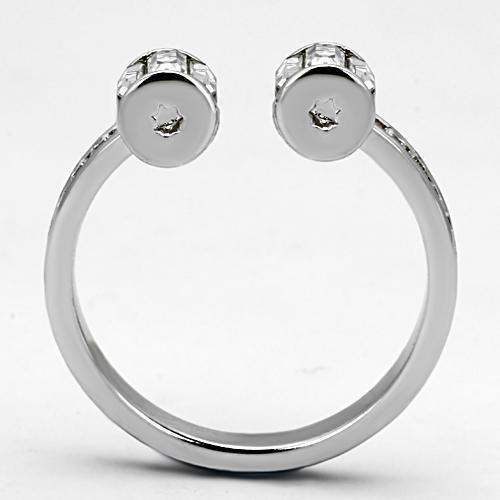 Alamode Rhodium Brass Ring with Top Grade Crystal in Clear - Alamode - Flyclothing LLC